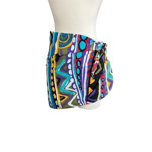 De Weese Vintage Cover Up Sarong Mini Skirt Wrap OS Artsy Boho Abstract Beach